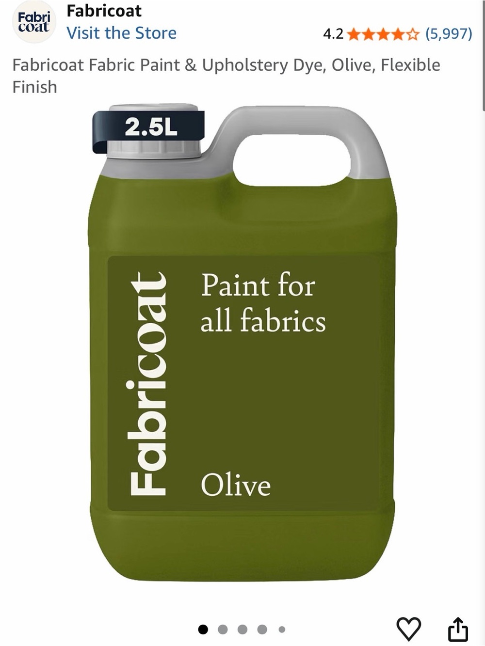 2.5 L Olive green fabricoat fabric paint